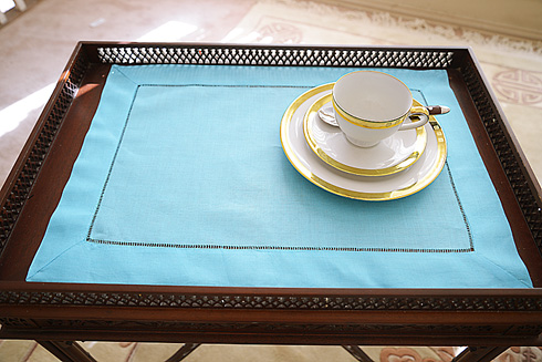 Backelor Button Color Hemstitch Placemat 14"x20". Ramie & Cotton - Click Image to Close